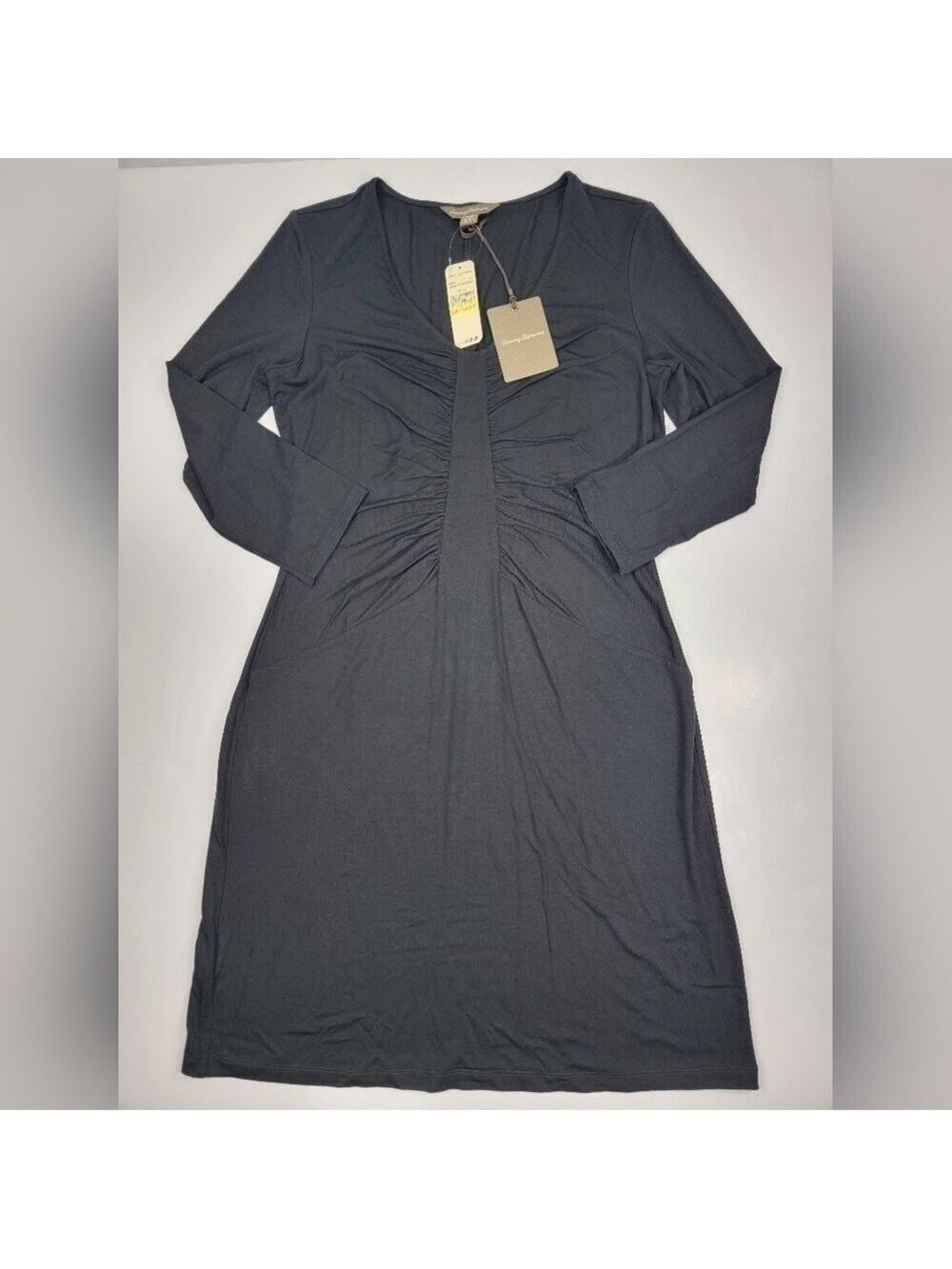 NWT Tommy Bahama Womens Tambour Panel Shirred Black 3/4 Sleeve Dress  Medium